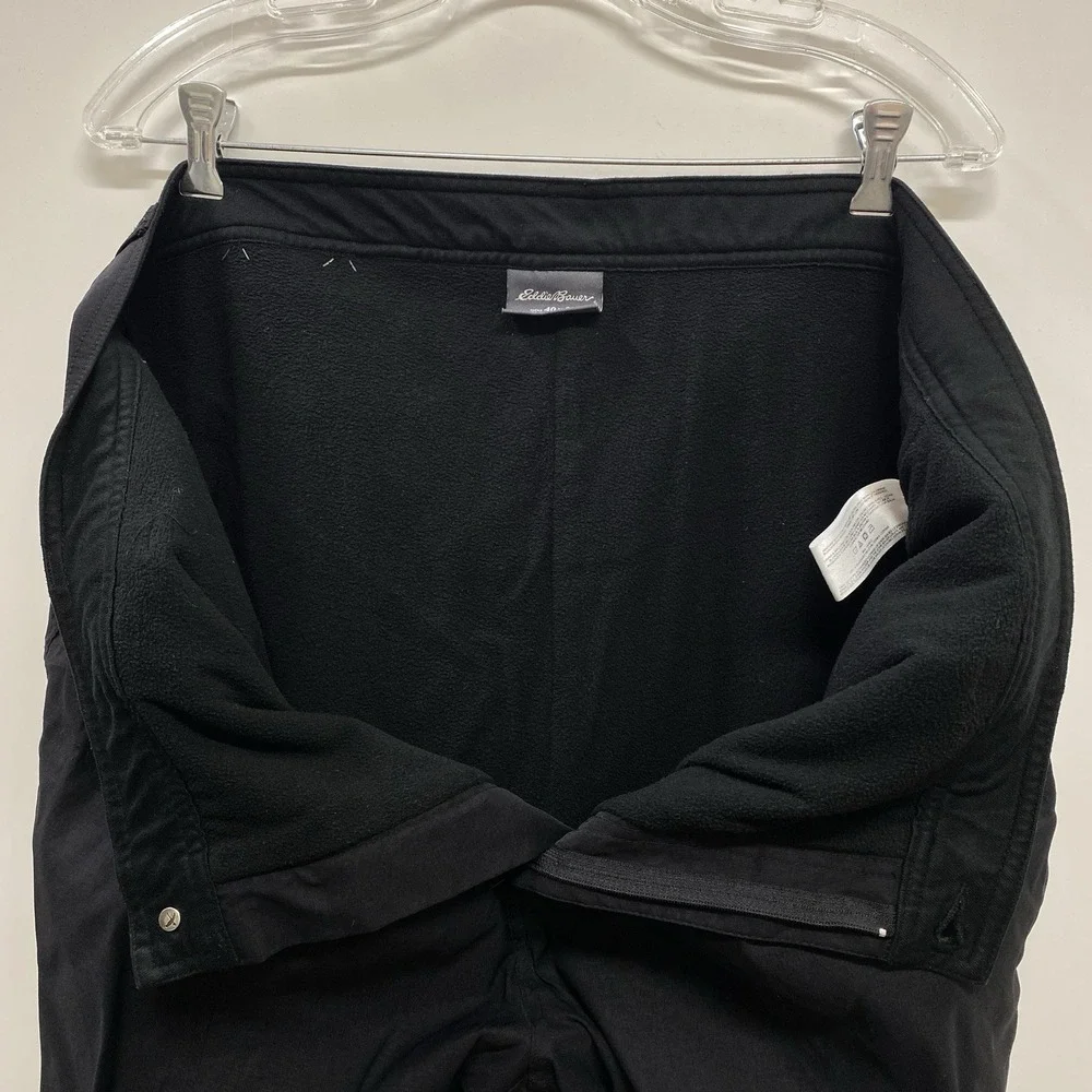 Eddie Bauer Black Fleece Lined Mens 40x31 Nylon Pants Hiking Outdoor Snow Travel